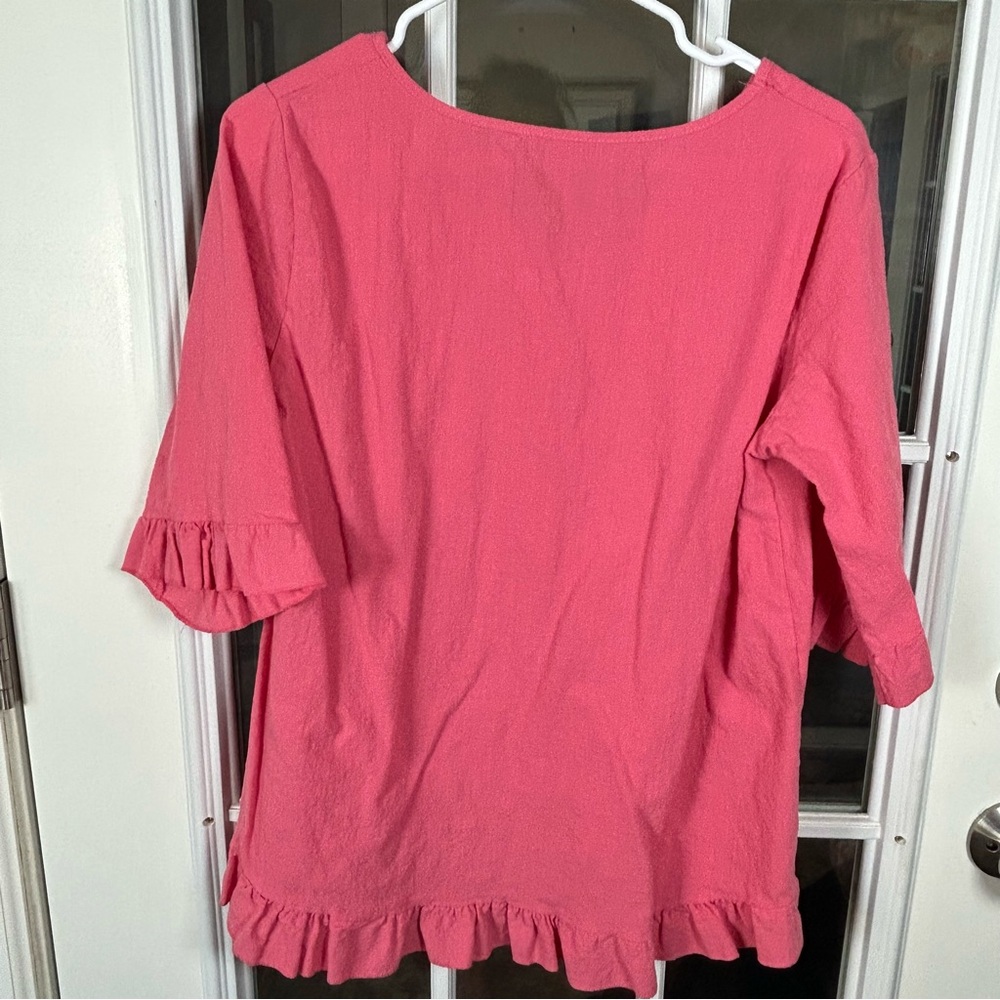 Pink‎ Ruffle Hem V-Neck Top - Picture 6 of 11